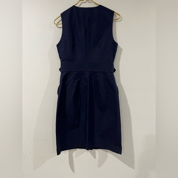 J.Crew Navy  blue  sleeves Dress  size 4 Heavyweight Cotton - Picture 5 of 9